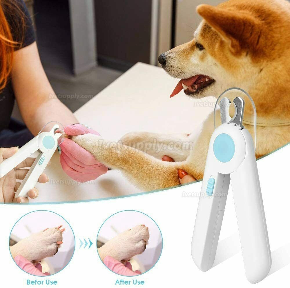 LED Pet Nail Clippers Trimmer Tool Pet Care Grinders for Cat Dog w/ Nail File